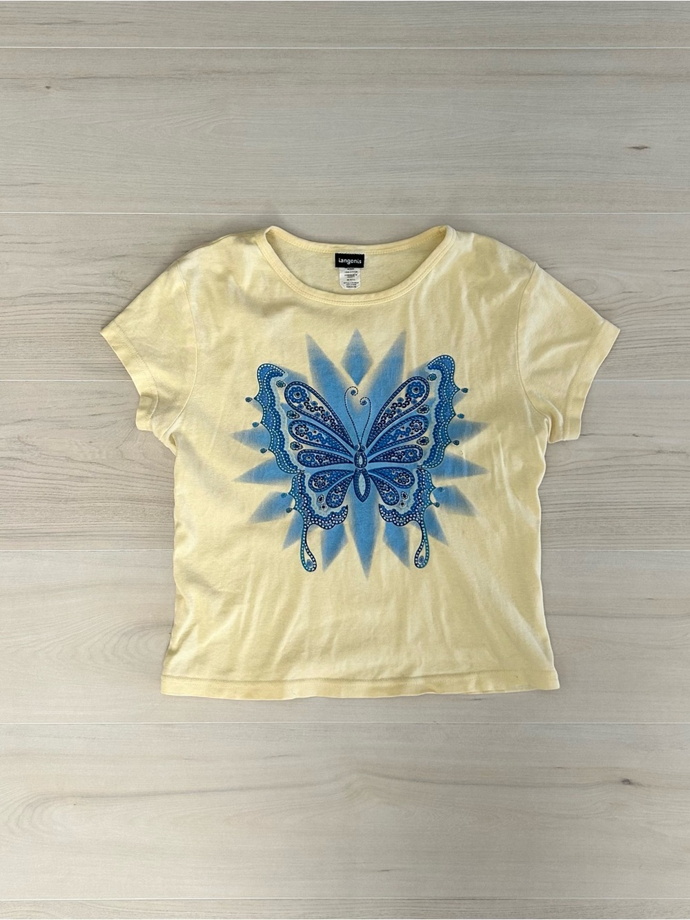 yellow butterfly baby tee